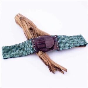 Handmade Bohemian Elastic Hippie EthicallyMade Wooden Closure Stretchy Bead Belt